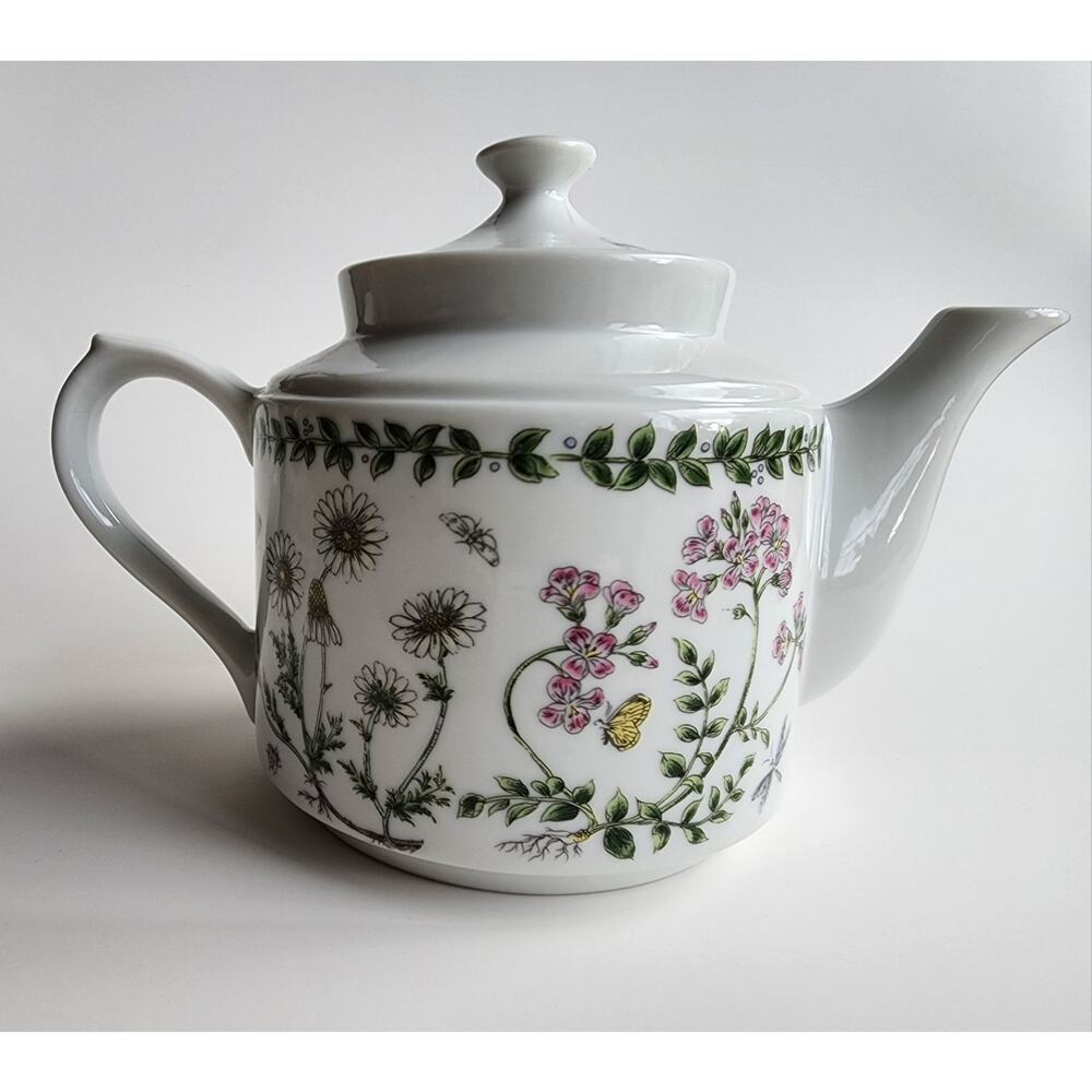 ALBERT KESSLER & CO Ceramic TEA POT Round Table Top w/ Bread & Cheese Tea 4.5"H